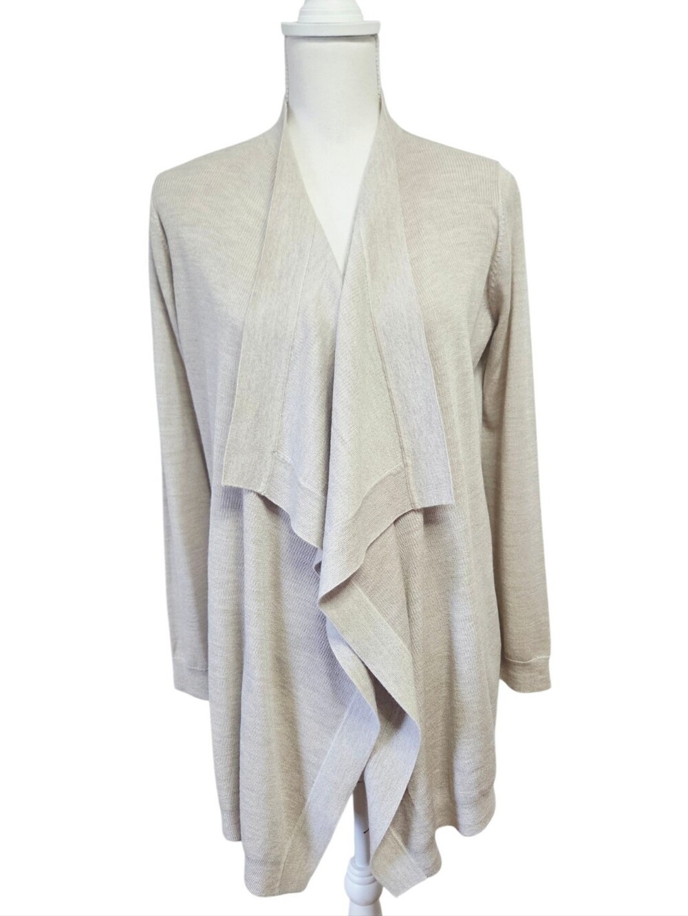 Theory Winxie Merino Wool Waterfall Cardigan Taupe Marl Small NWT - Picture 2 of 8